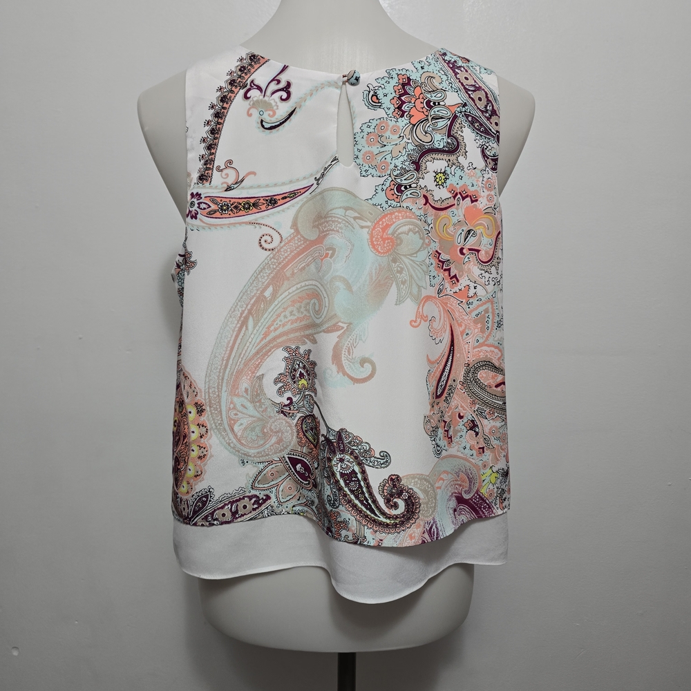 Bisou Bisou Sleeveless Paisley Blouse Medium – Boho Chic Layered Tank Top - Picture 5 of 8